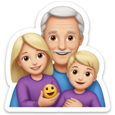 Papa solo avec ses deux filles et son fils sticker