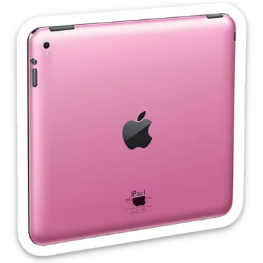 pink iPad (Apple tablet) with sleek metallic finish, minimal and modern design, soft reflections, isolated on transparent background, realistic style" sticker