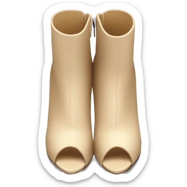 Realistic isolated top view of a pair of beige peep toe high heel ankle boots. sticker