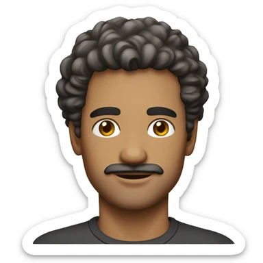 Sir 40 years old, skin bege, hair brow with t-shirt s c internacional  sticker