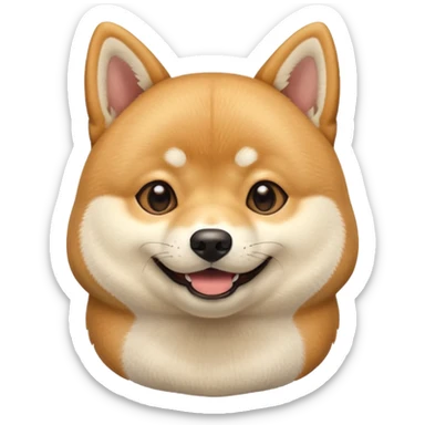 portrait of a shiba dog, smiling with closed mouth, no tongue showing sticker