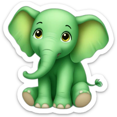 cute green baby elephant sticker