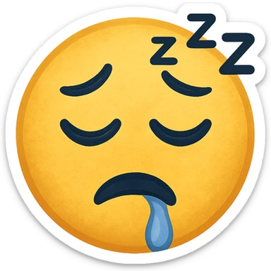 face with sleepy drool emoji, digital illustration sticker