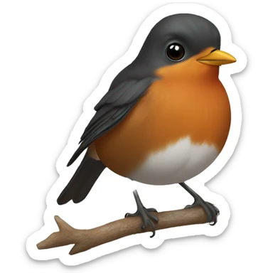 European robin with black hoodie sticker