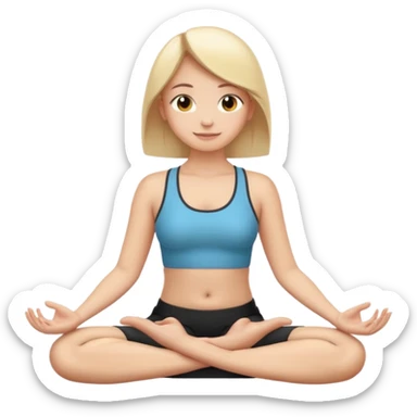 человек в позе лотоса, руки на коленях, легкая улыбка, стиль эмодзи sticker