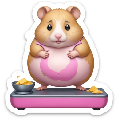 fat hamster big belly stepping on a broken scale looking guilty sticker