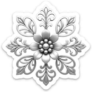 Black and silver floral filigree design, 3D, extremely detailed design sticker