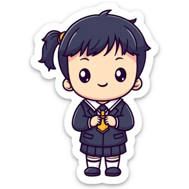 kawaii anime character with school uniform and cute expression sticker