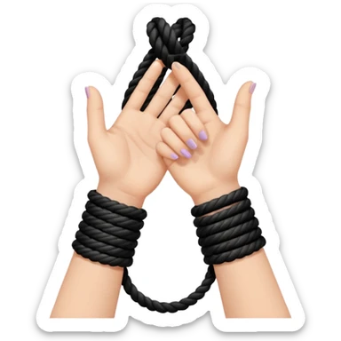 Woman’s hands tied with black rope  sticker