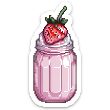 strawberry milkshake with pink hue and cherry on top sticker
