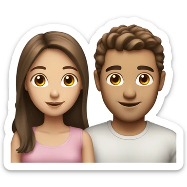 guy with brown hair and a girl with brown hair sticker