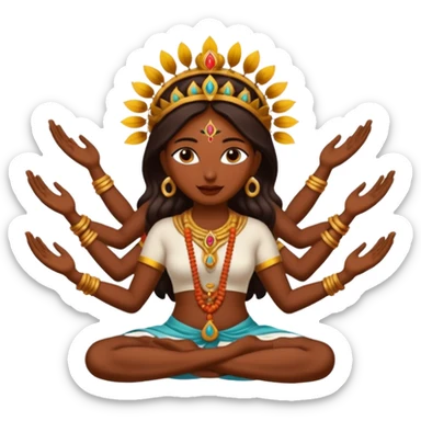 Maa Tara Blessing The Person Looking At The Screen With Ten Hands And Holding Different Astras sticker