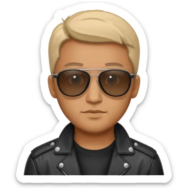 Biker Gang with Sunglasses, Man with black leather jacket, sunglasses sticker