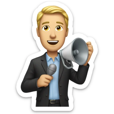 man with loudspeaker in hand sticker