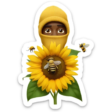 tyler the creator with a bee covering his face and a couple sunflowers in the background  sticker