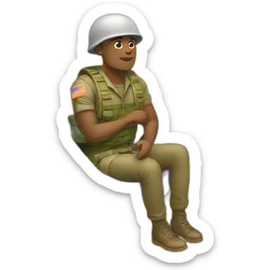 White-soldier-sitting-in-rainbow-hammock sticker