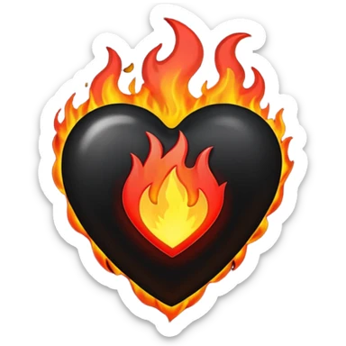 black heart on fire sticker