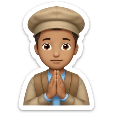 A BROWN MOTIVATIONAL GUY WITH A CAP ON WITH PRAYING HANDS sticker