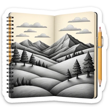 a pencil drawing in a notebook  sticker