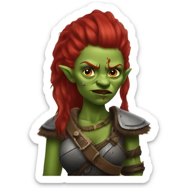 Berserker orc woman with red beard & red mohican sticker