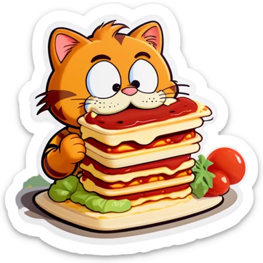 Garfield eating lasagna  sticker