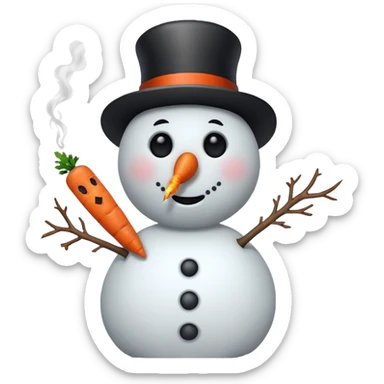 a snowman with a cigarette sticker