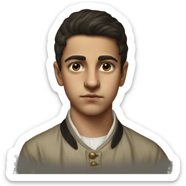 19th century Turkish teenager without a hat photorealistic serious sticker