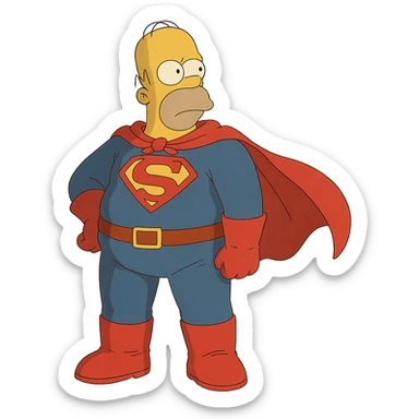 ghibli style Homer Simpson dressed as a superhero sticker