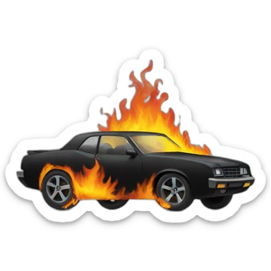 burning black car sticker