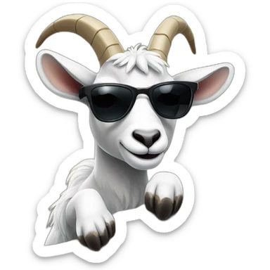 cool goat with sunglasses climbing on rock sticker