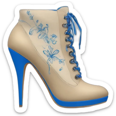 high-heels-high-boot-beige-with-blue-doodles sticker