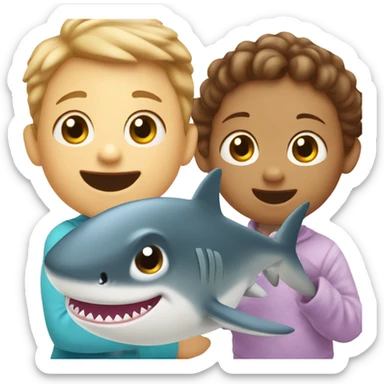 Baby shark with little kids sticker