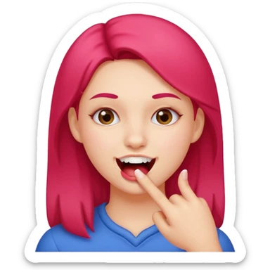 Girl biting finger with teeth only index finger sticker