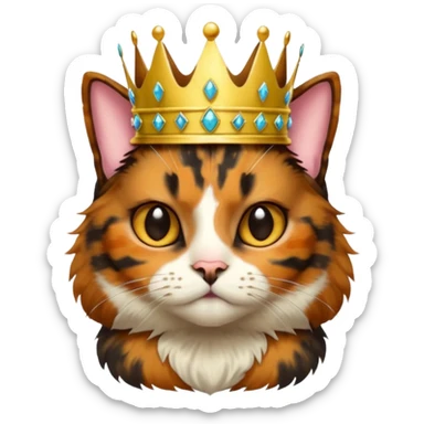 Tortoiseshell cat with crown sticker