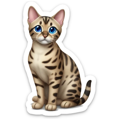 Seal Bengal cat with Blue eyes sitting sticker