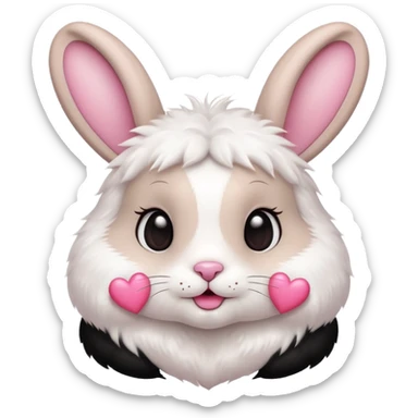 Cute rabbit with two pink hearts above the ears sticker