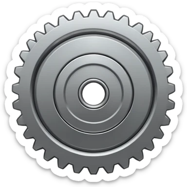 settings gear icon for site navigation. just one gear. no happy face, just grey sticker