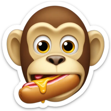 Monkey eating hotdog sticker