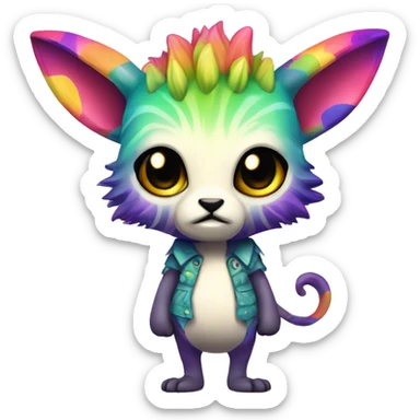 a colorful edgy cute kawaii vernid-fionbri with splash patterns full body sticker