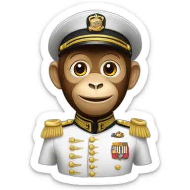A monkey in a general's uniform sticker