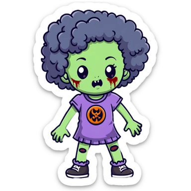 zombie girl with curly hair sticker