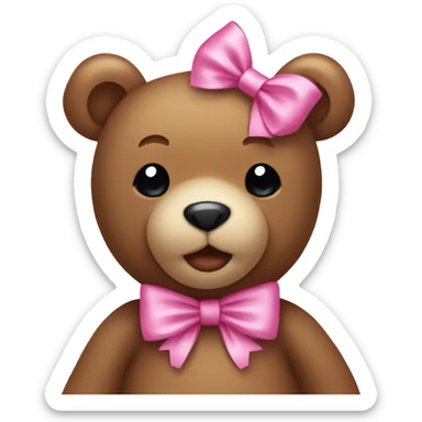 Teddy bear with a cute pink bow sticker