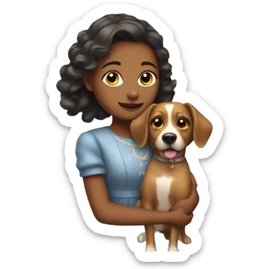 girl with dog in dress sticker