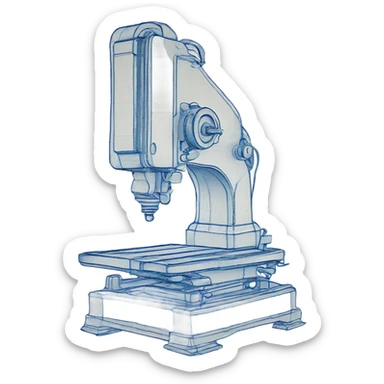 outline of a machine in blueprint drawing sticker