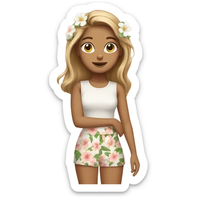 Tan and white till wearing cute girly flowery clothes sticker