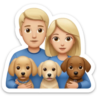 Blonde man with brunette woman and beige dog sticker