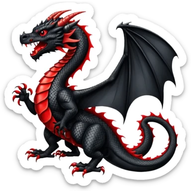 black Welsh dragon with forked tongue, heraldic style sticker