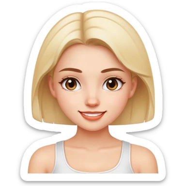 girl with a white crop top, little smile sticker