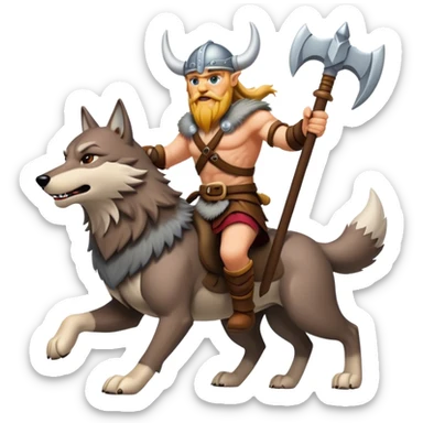 Viking Warrior Riding A Wolf  sticker