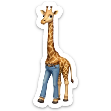 friendly anthropomorphised giraffe in jeans and t-shirt, walking upright sticker
